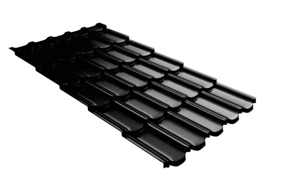 Металлочерепица квинта плюс с 3D резом 0,5 GreenСoat Pural Matt RR 33 черный (RAL 9005 черный) купить в Орле