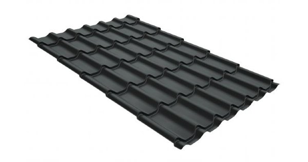 Металлочерепица классик GL 0,5 GreenCoat Pural Matt RR 23 темно-серый (RAL 7024 мокрый асфальт) купить в Орле