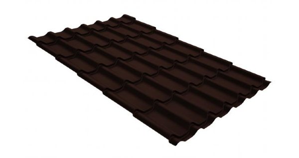 Металлочерепица классик GL 0,5 GreenCoat Pural Matt RR 887 шоколадно-коричневый (RAL 8017 шоколад) купить в Орле