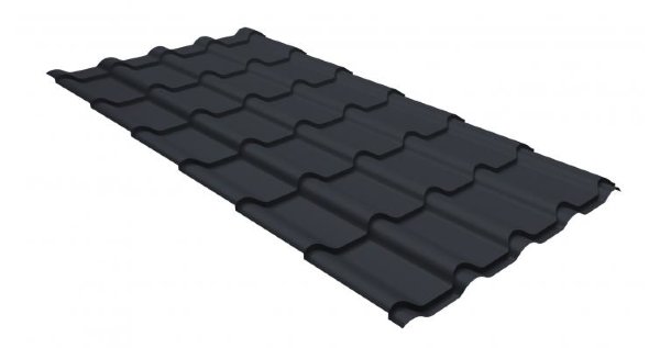 Металлочерепица камея GL 0,5 GreenCoat Pural matt RR 23 темно-серый (RAL 7024 мокрый асфальт) купить в Орле
