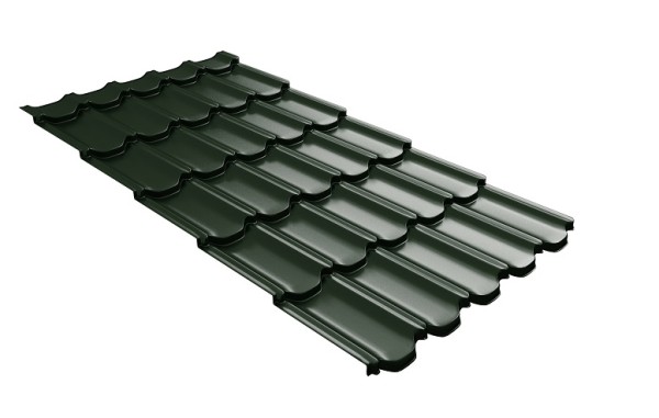 Металлочерепица квинта плюс с 3D резом 0,5 GreenСoat Pural Matt RR 11 темно-зеленый (RAL 6020 хромовая зелень) купить в Орле