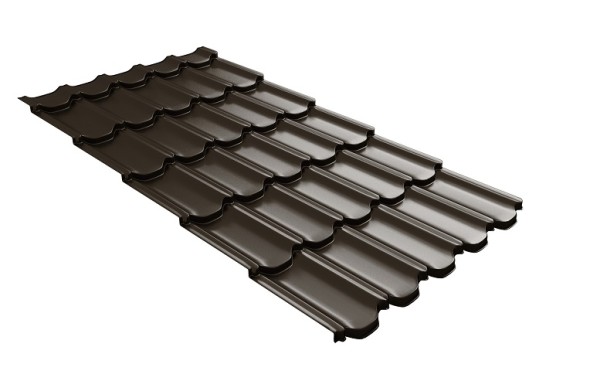 Металлочерепица квинта плюс с 3D резом 0,5 GreenСoat Pural RR 32 темно-коричневый (RAL 8019 серо-коричневый) купить в Орле