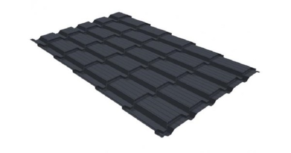 Металлочерепица GL квадро профи 0,5 GreenCoat Pural RR 23 темно-серый (RAL 7024) мокрый асфальт купить в Орле