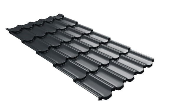 Металлочерепица квинта плюс с 3D резом 0,5 Satin RAL 7016 антрацитово-серый купить в Орле