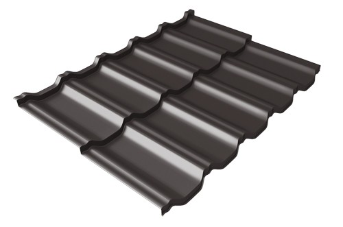 Металлочерепица модульная Квинта Uno Grand Line c 3D резом 0,5 Satin RR 32 темно-коричневый купить в Орле