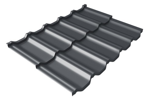 Металлочерепица модульная Квинта Uno Grand Line c 3D резом 0,5 Velur RAL 7024 мокрый асфальт купить в Орле