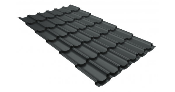 Металлочерепица квинта плюс 0,5 GreenCoat Pural Matt RR 23 темно-серый (RAL 7024 мокрый асфальт) купить в Орле